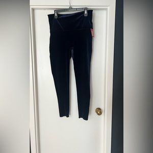 SPANX Velvet Leggings Womens Size L Navy Blue Stretch Soft High Rise NEW NWT!